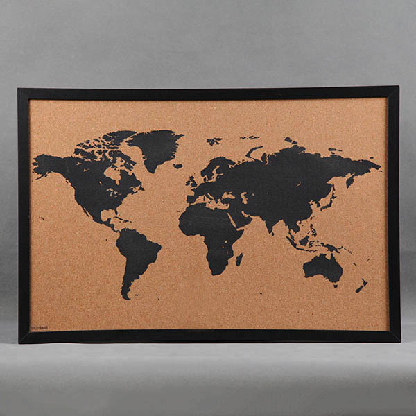 Framed World Map Pin Board