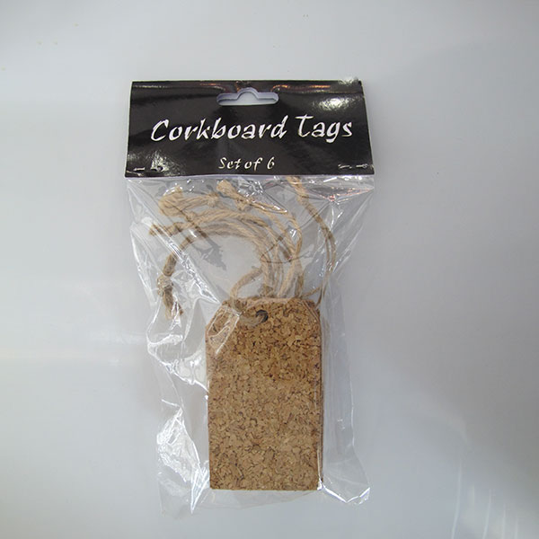 Natural Cork Tag, Pack 6