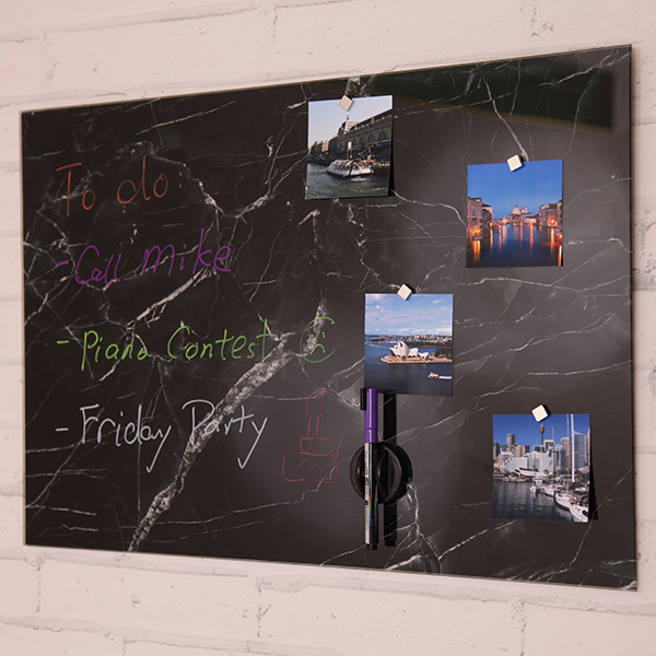 Black Marble Design Magnetic Glass Whiteboard