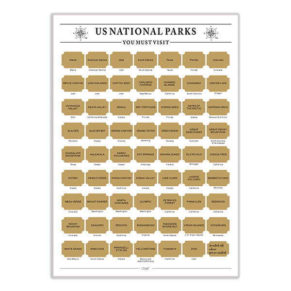 US National Parks Scratch Off Poster