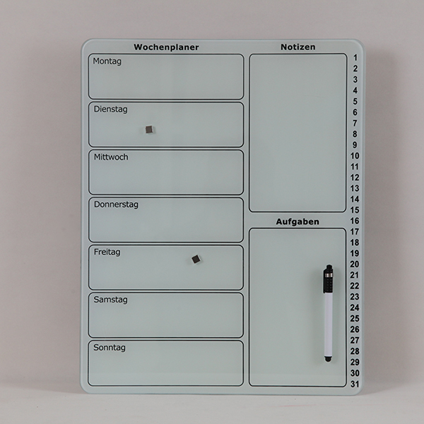 Magnetic Glass Board Weekly Planner