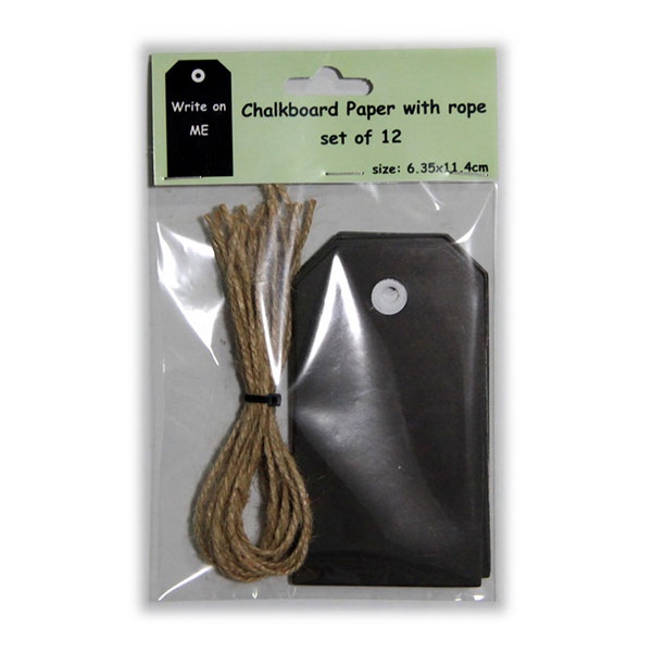 Chalkboard Gift Tags with String, Pack 12
