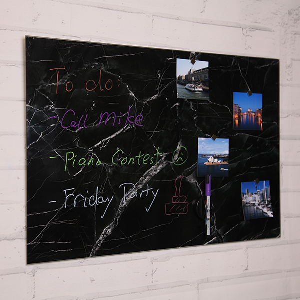 Black Marble Design Magnetic Glass Whiteboard