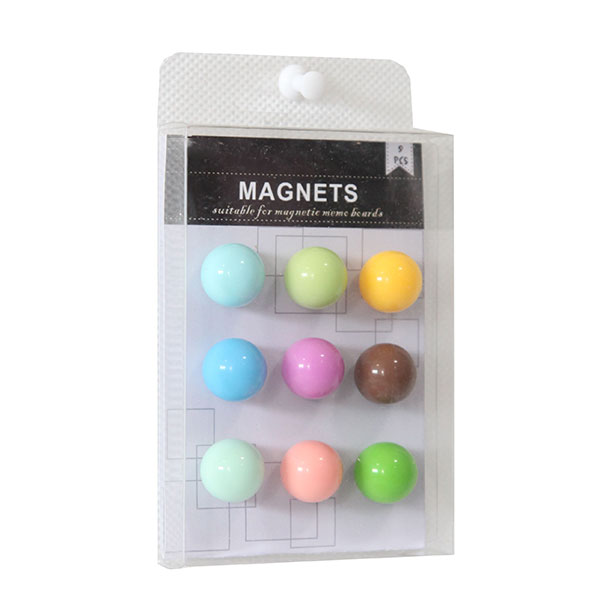 Packed 9 Spherical Muliticolor Refrigerator Magnets.
