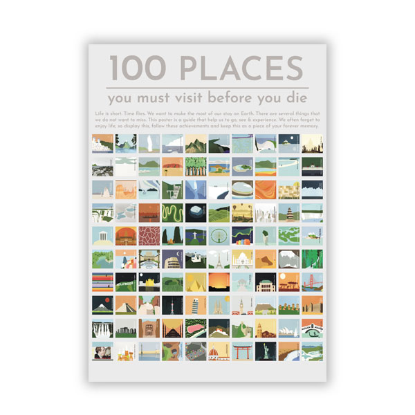 100 Places Scratch Off Poster