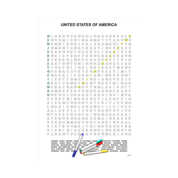 US States Word Search Puzzle Poster