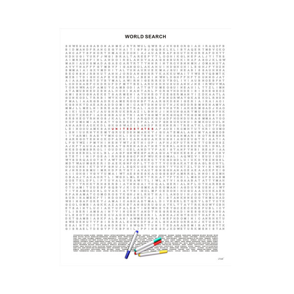 196 Countries Word Search Puzzle Poster