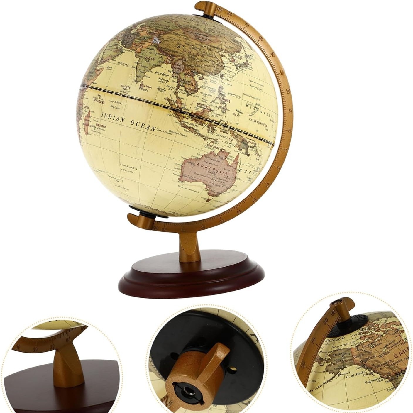 Antique Illuminated World Globe with wooden stand