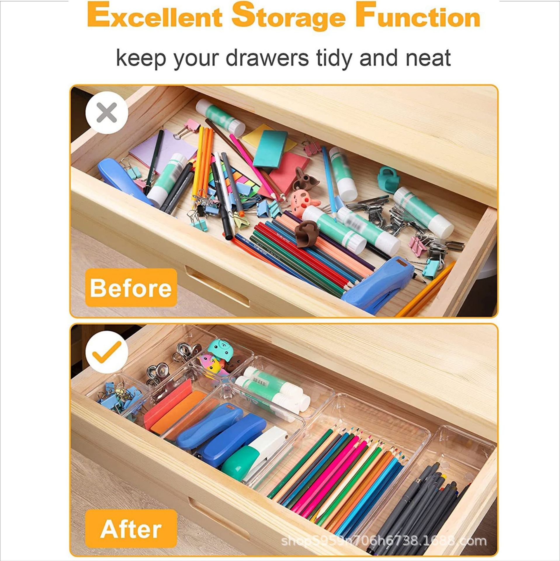 Clear Plastic Drawer Organizers Set