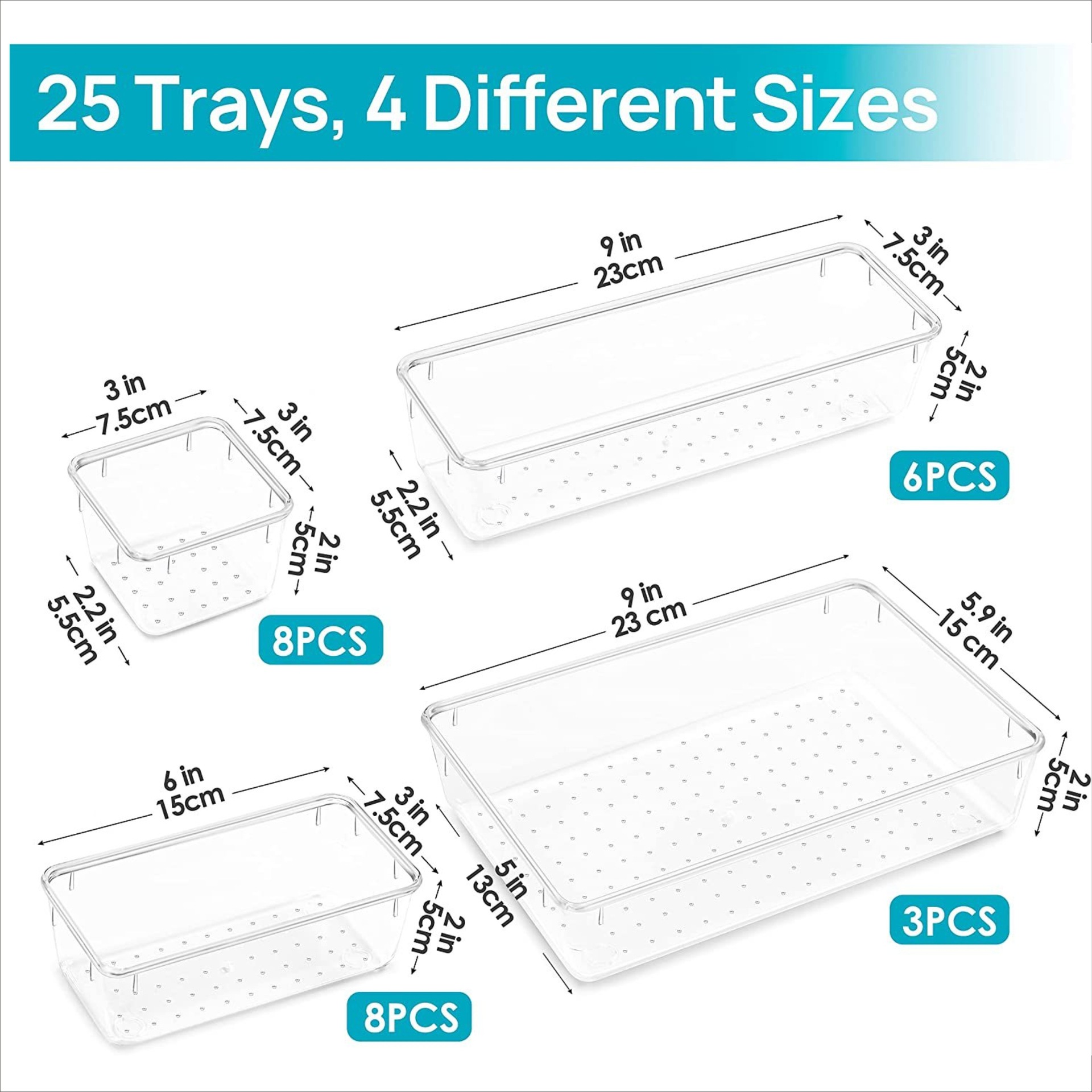 Clear Plastic Drawer Organizers Set