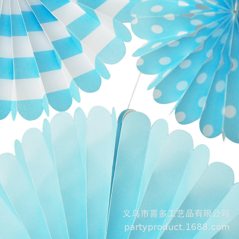 Blue Hanging Paper Fan