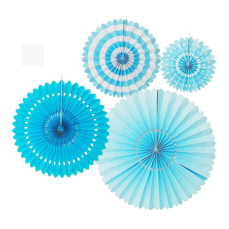 Blue Hanging Paper Fan