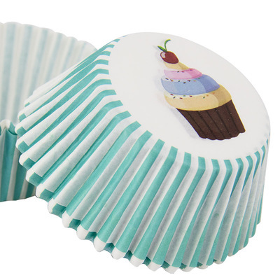 Baking Cups with Green Stripes Printed 40 Pcs