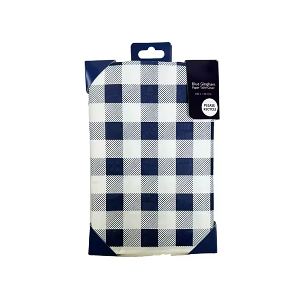 Blue Gingham Paper Table Cover