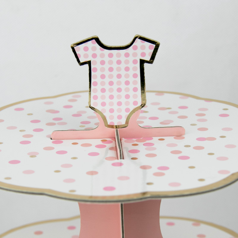 Tiered Cupcake Holder with Pink Dots Printed