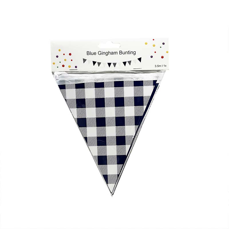 Blue Gingham Paper Bunting 