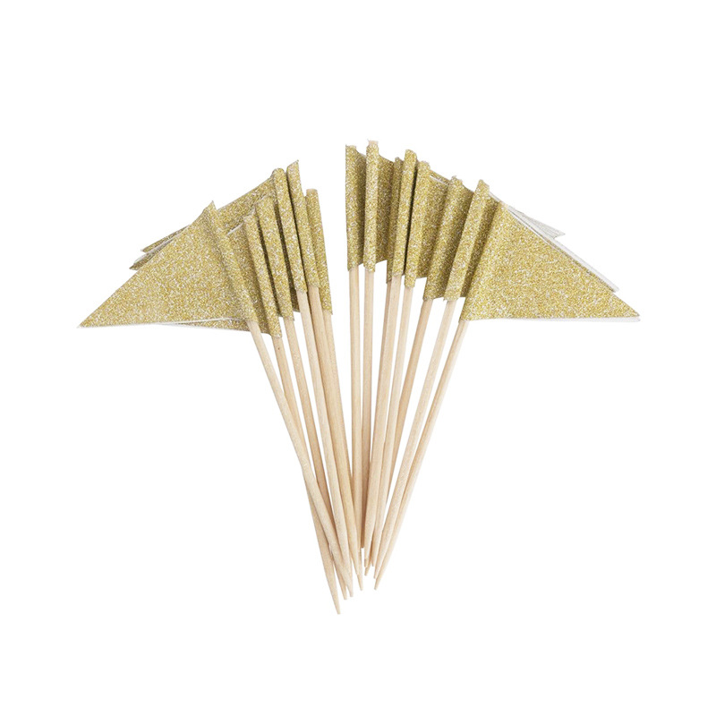 Cupcake Picks Gold Glitter 12 Pcs