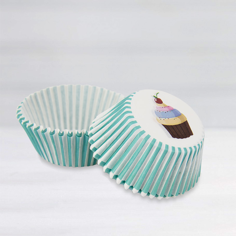 Baking Cups with Green Stripes Printed 40 Pcs