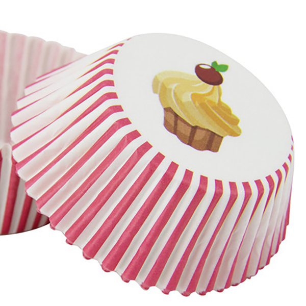 Cupcake Liner for Baking with Red Stripes Printed 40 Pcs