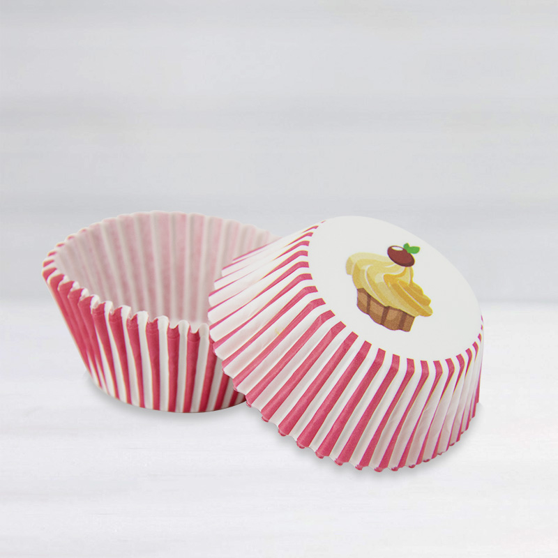 Cupcake Liner for Baking with Red Stripes Printed 40 Pcs