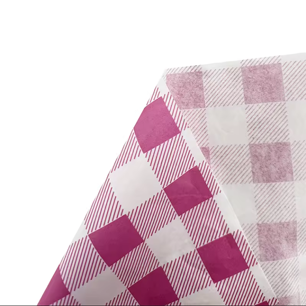 Pink Gingham Paper Table Cover