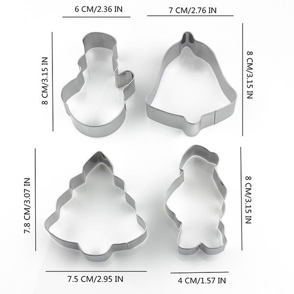 Stainless Steel Biscuit Cutter Christmas Set of 4