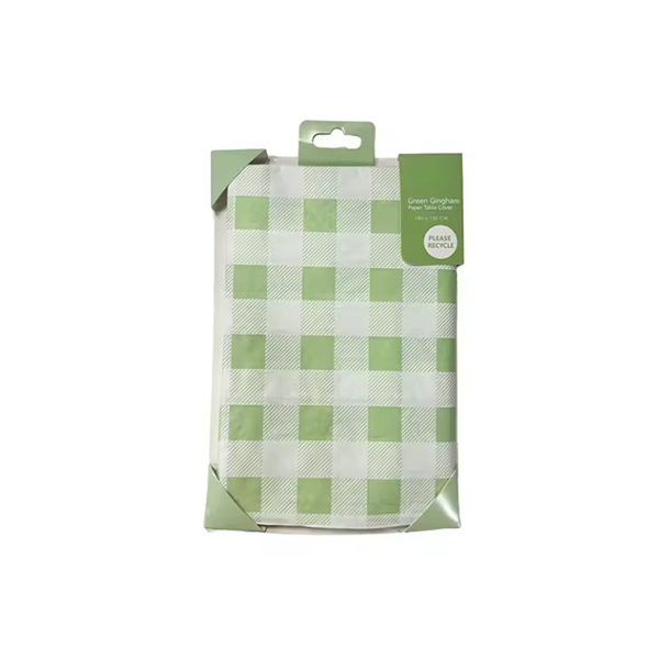 Green Gingham Paper Table Cover