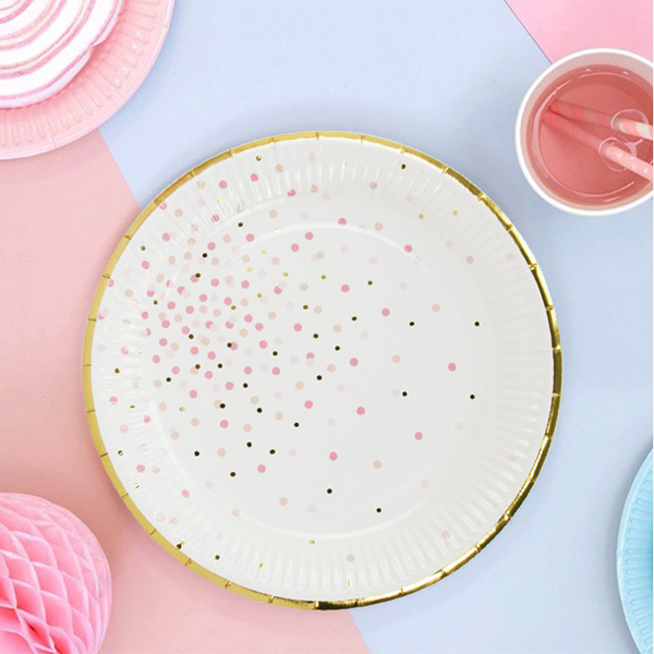 Pink Dots Dinner Plates Set of 8