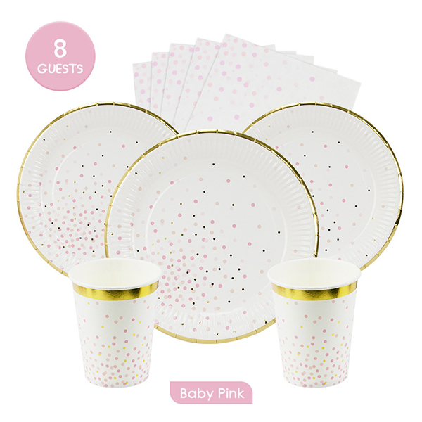 Pink Dots Dinner Plates Set of 8