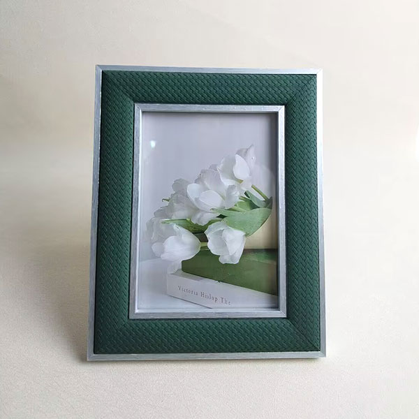 Picture Frame with Silver Edge and Green Stripe