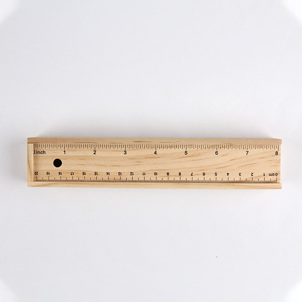 Wooden pen box ruler lid