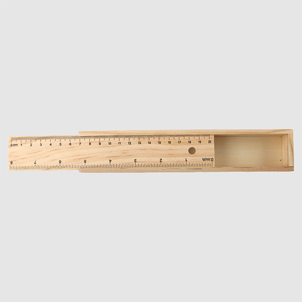 Wooden pen box ruler lid